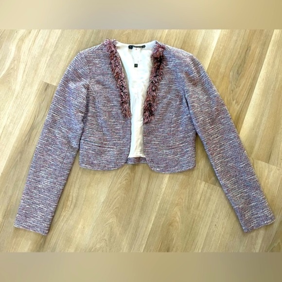 SACHIN + BABI Anthropologie Short Silk-blend Blazer with Unique Fuzzy Co… - Picture 5 of 11